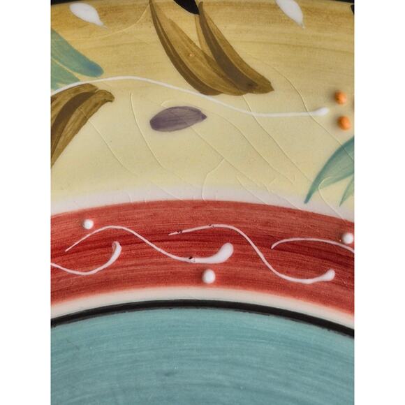 Vtg Rare Y2K Ole by Block Nancy Green Dinner Plates MCM 10.75 Raised Set of 2 - Picture 9 of 12